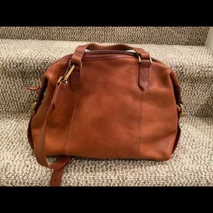 Madewell NWT bowler leather top handle bag with crossbody strap.